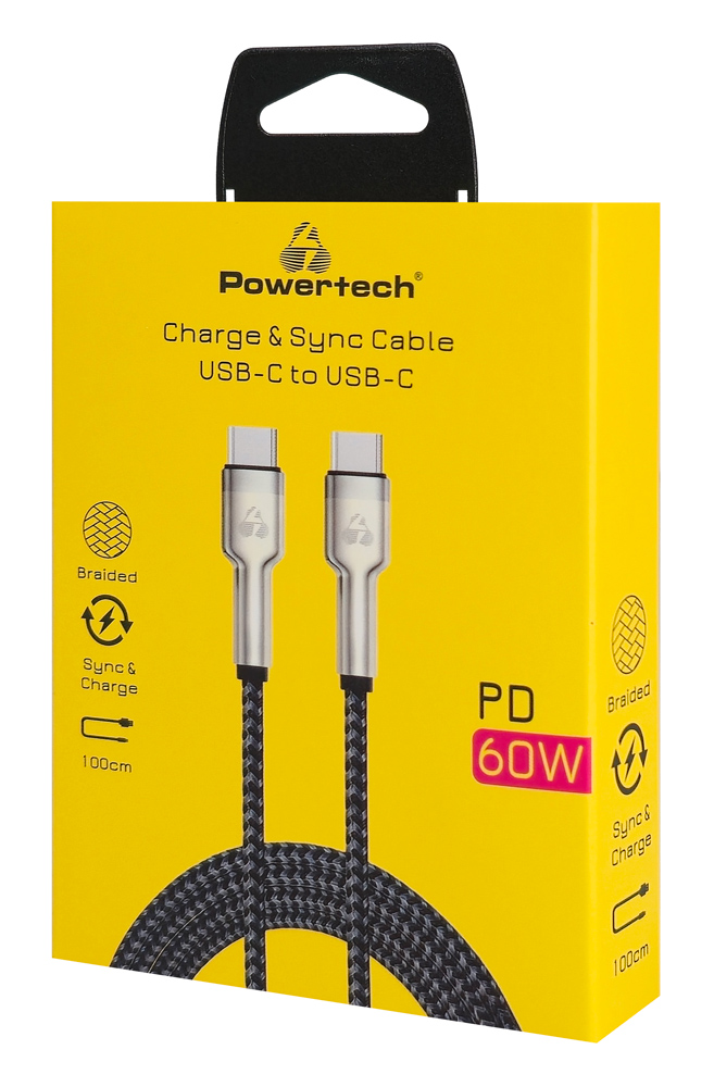 POWERTECH καλώδιο USB-C PTR-0198, PD 60W, 480Mbps, 1m, μαύρο - Image 2