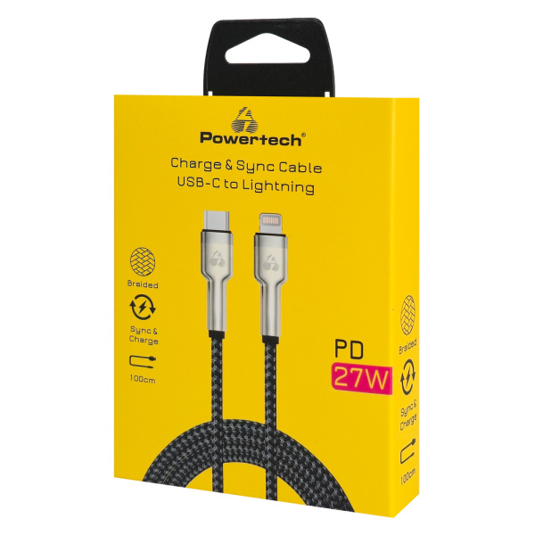 Alternative view of POWERTECH καλώδιο Lightning σε USB-C PTR-0200, PD 27W, 480Mbps, 1m, μαύρο/γκρι