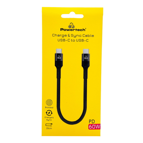 Alternative view of POWERTECH καλώδιο USB-C PTR-0204, PD 60W, 480Mbps, 25cm, μαύρο
