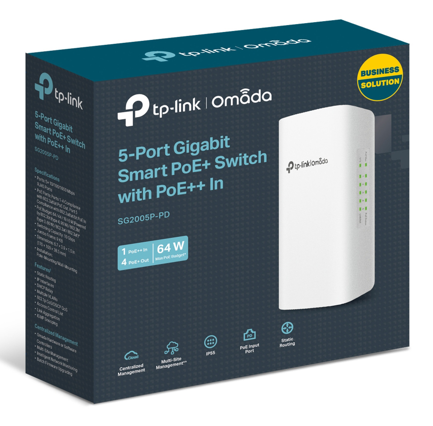 TP-LINK smart switch SG2005P-PD, 1x Gigabit PoE++ in/4x Gigabit PoE+ out, V1.0 - Image 7