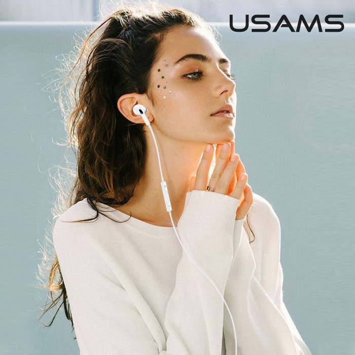 USAMS earphones με μικρόφωνο EP-41, 3.5mm σύνδεση, Φ10mm, 1.2m, λευκά - Image 6