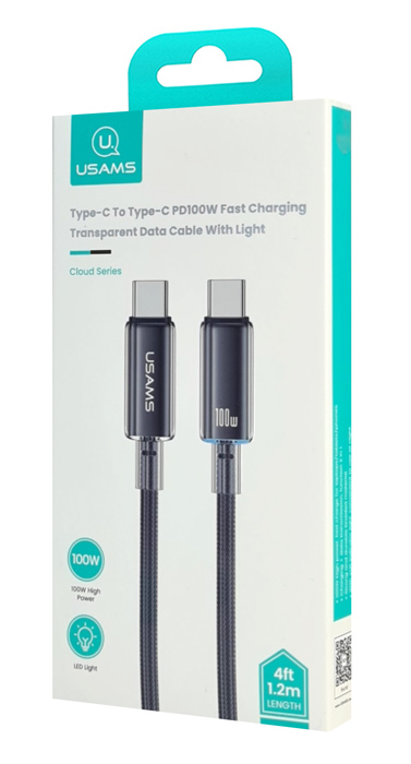 USAMS καλώδιο USB-C σε USB-C US-SJ660, 100W, 480Mbps, 1.2m, μαύρο - Image 4