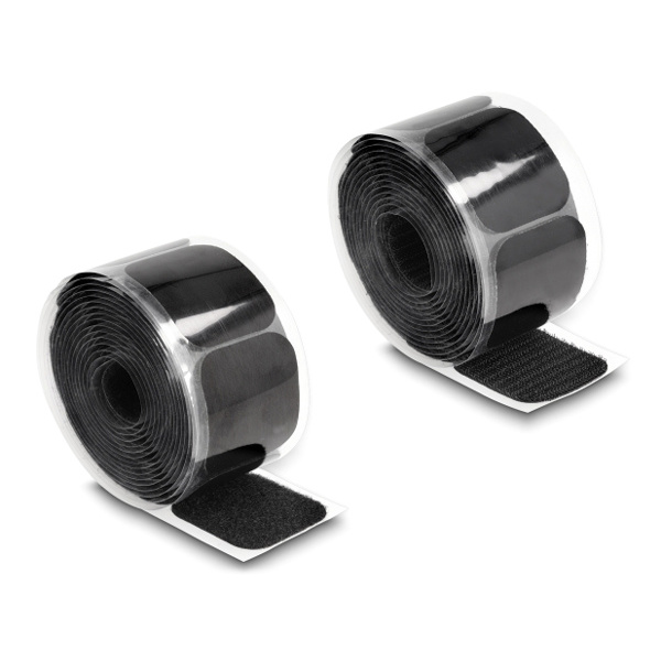POWERTECH αυτοκόλλητα τύπου Velcro TIES-067 σε ρολό 5m, 45x50mm, μαύρο