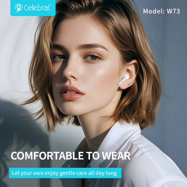 Alternative view of CELEBRAT earphones με θήκη φόρτισης W73, True Wireless, 13mm, 33/380mAh, μαύρα
