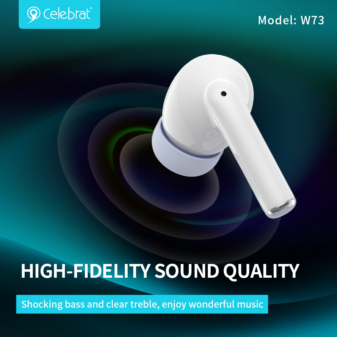 CELEBRAT earphones με θήκη φόρτισης W73, True Wireless, 13mm, 33/380mAh, μαύρα - Image 3