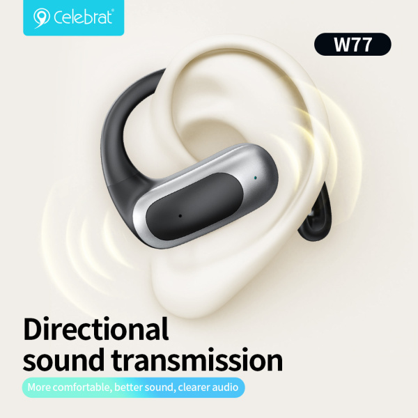 Alternative view of CELEBRAT earphones με θήκη φόρτισης W77, OWS, 12mm, 40/400mAh, μαύρα