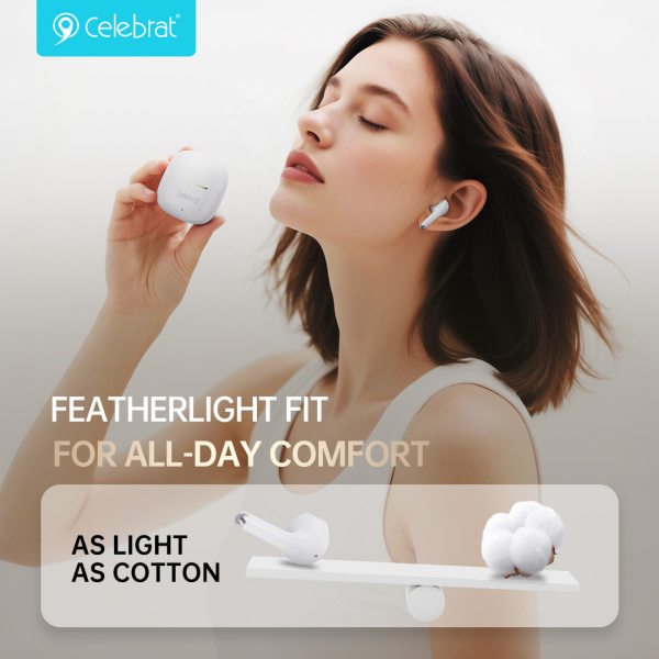 Alternative view of CELEBRAT earphones με θήκη φόρτισης W79, True Wireless, 13mm, 30/300mAh, λευκά