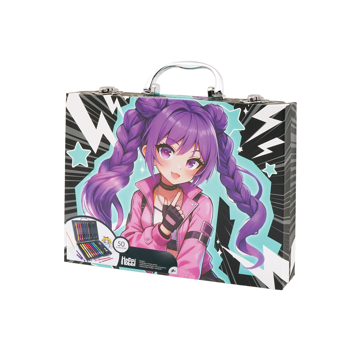 HappiHobbi Κασετίνα Ζωγραφικής Deluxe 50 Αξεσουάρ Manga Για 9+ Ετών - Image 4
