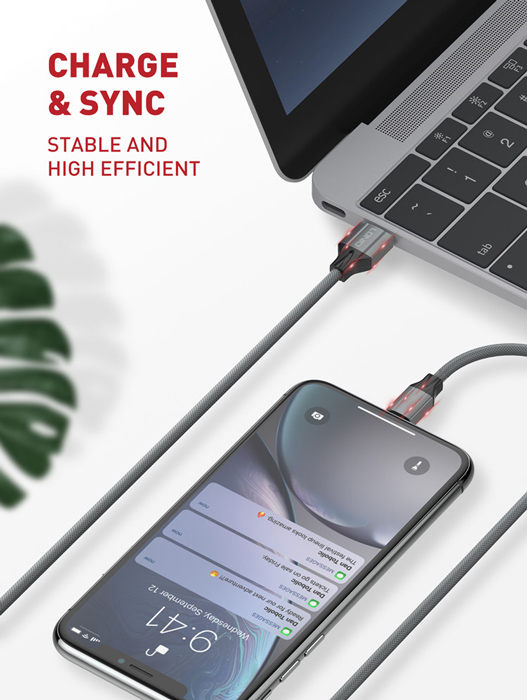LDNIO καλώδιο Lightning σε USB LS442, 2.4A, 2m, γκρι - Image 2