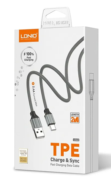LDNIO καλώδιο Lightning σε USB LS442, 2.4A, 2m, γκρι - Image 4