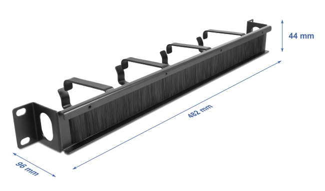 DELOCK cable management 67033, 19"/1U rack, 4x γάντζοι & βούρτσα, μαύρο - Image 2