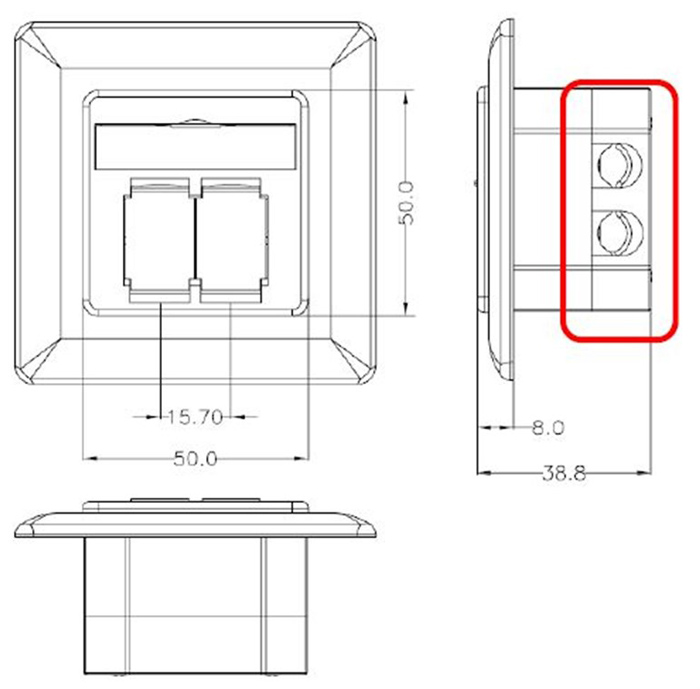GOOBAY επιτοίχια πρίζα CAT 6 68244, 2x RJ45, 80x80mm, λευκή - Image 4