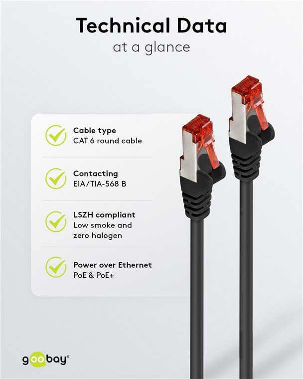 GOOBAY καλώδιο δικτύου 68697, CAT 6 S/FTP, copper, 250MHz, 20m, μαύρο - Image 5