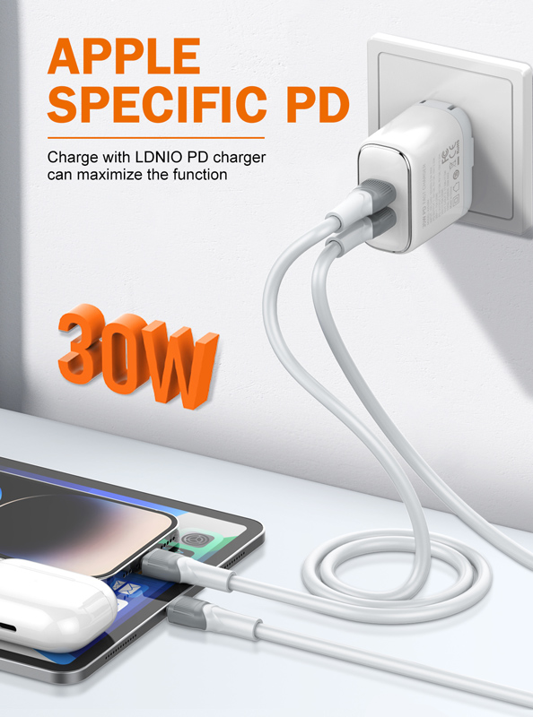 LDNIO καλώδιο Lightning σε USB-C LC602I, 30W PD, 2m, γκρι - Image 2