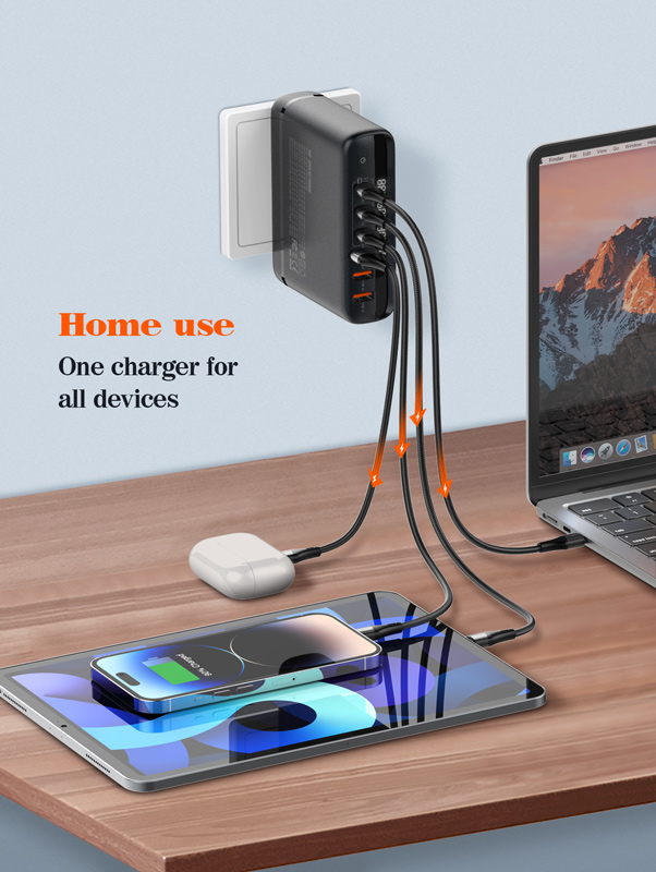LDNIO σταθμός φόρτισης A6140C, 3x USB-C/3x USB, 140W, PD/QC, GaN, μαύρος - Image 5