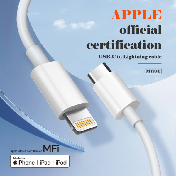 Alternative view of LDNIO καλώδιο Lightning σε USB-C MFi01, MFi, 30W, 480Mbps, 1m, λευκό