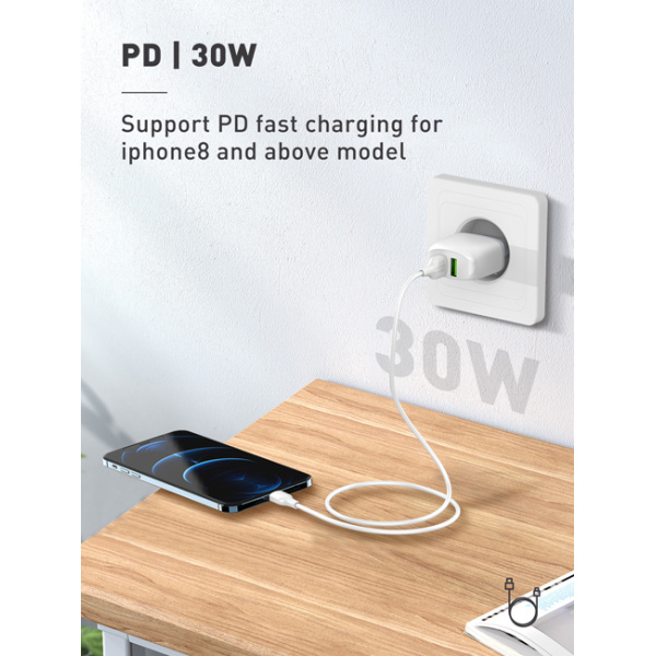 Alternative view of LDNIO καλώδιο Lightning σε USB-C LC122I, 30W PD, 2m, λευκό