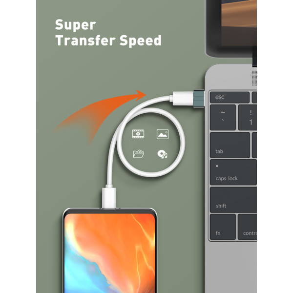 Alternative view of LDNIO αντάπτορας USB σε USB-C LC150, αρσενικό σε θηλυκό, γκρι