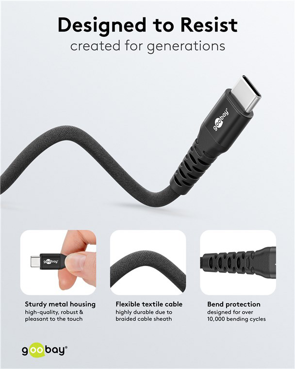 GOOBAY καλώδιο USB-C 73955, 60W, 480Mbps, 3m, μαύρο - Image 5