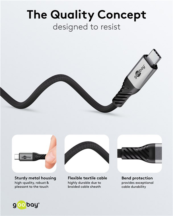 GOOBAY καλώδιο USB-C 74776, USB4, 240W, 80Gbps, 16K/60Hz, 1.5m, μαύρο - Image 2