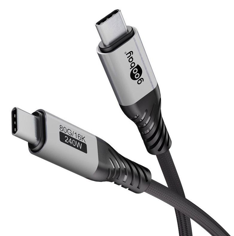 GOOBAY καλώδιο USB-C 74776, USB4, 240W, 80Gbps, 16K/60Hz, 1.5m, μαύρο - Image 3