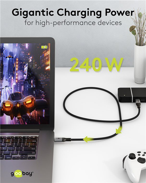 GOOBAY καλώδιο USB-C 74776, USB4, 240W, 80Gbps, 16K/60Hz, 1.5m, μαύρο - Image 6