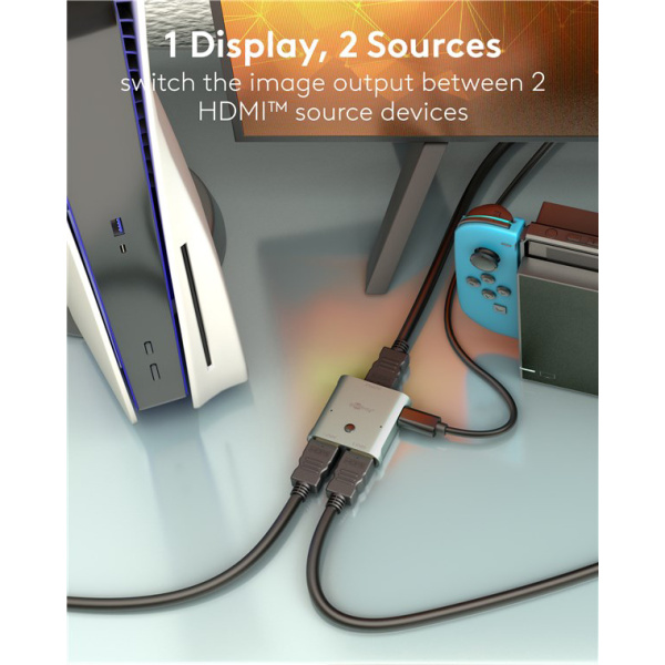 Alternative view of GOOBAY HDMI switch 77791, 2 σε 1, 8K/60Hz, γκρι