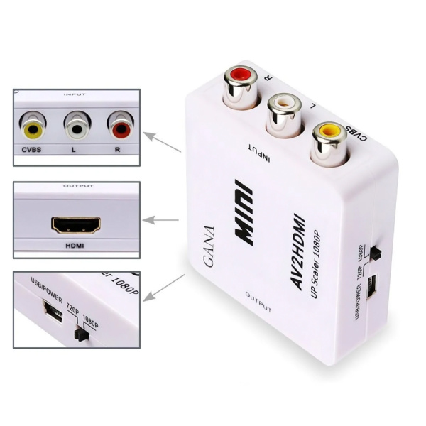 Alternative view of POWERTECH HD Video Converter CAB-H119 3x RCA σε HDMI, MS1858, Full HD