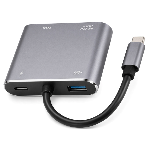 Alternative view of POWERTECH docking station CAB-UC101, 4 θυρών, USB-C, 4K, 100W, γκρι