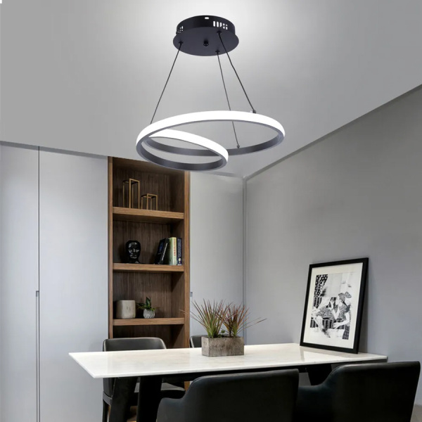 Alternative view of POWERTECH LED φωτιστικό οροφής HLL-0154, 25W, 4000K, Φ40cm, 1m, μαύρο
