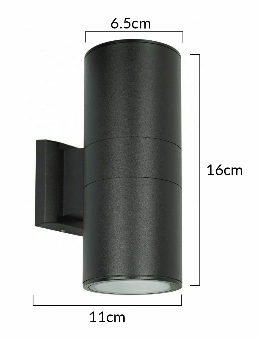 POWERTECH φωτιστικό τοίχου HLL-0190 για 2x GU10 λάμπες, μεταλλικό, IP65, μαύρο - Image 5