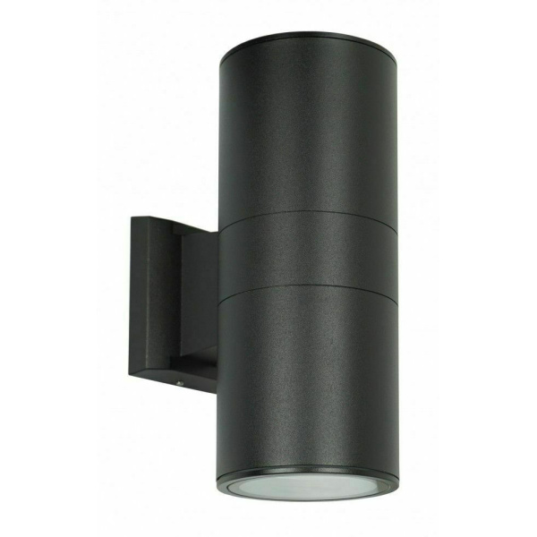 POWERTECH φωτιστικό τοίχου HLL-0190 για 2x GU10 λάμπες, μεταλλικό, IP65, μαύρο
