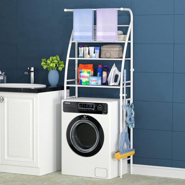 Alternative view of HOME USE ραφιέρα μπάνιου HUH-0222 με 3 ράφια, μεταλλική, 65x25x175cm, λευκή