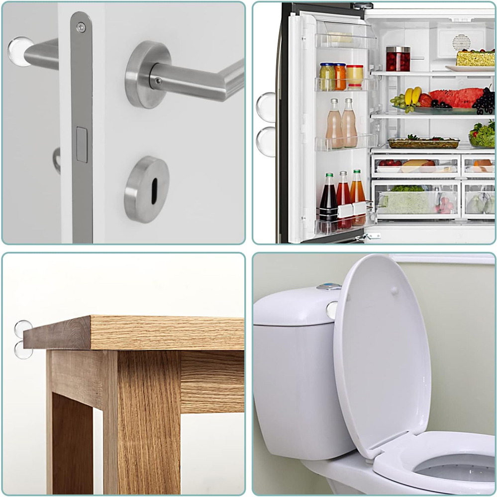 HOME USE στοπ πόρτας HUH-0264, αυτοκόλλητο, PU πλαστικό, 25x10mm, διάφανο, 12τμχ - Image 2