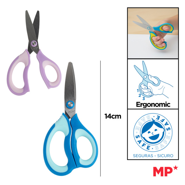 Alternative view of MP παιδικό ψαλίδι χαρτιού PA1101-2, μεταλλική λεπίδα, 14cm, διάφορα χρώματα, 1τμχ