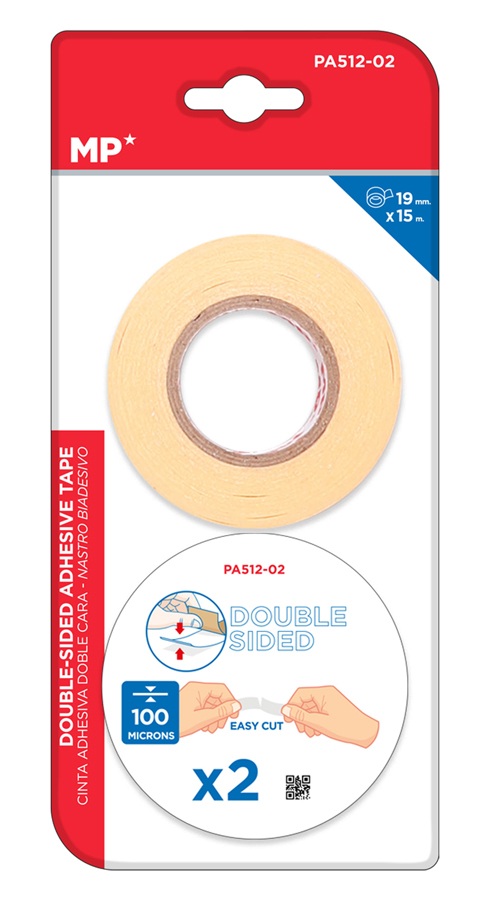 MP κολλητική ταινία διπλής όψεως PA512-02, 19mm, 15m, μπεζ, 2τμχ - Image 2