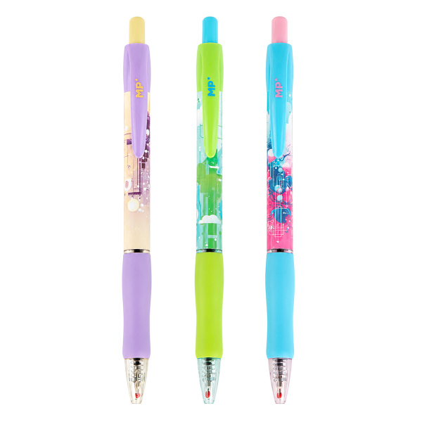 MP στυλό διαρκείας ballpoint PE140-14, 0.7mm μύτη, 14.5cm, μπλε, διάφορα σχέδια, 1τμχ