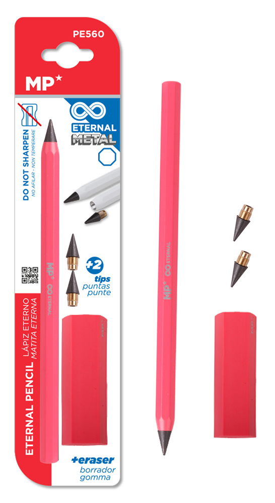 MP eternal μολύβι PE560 με γόμα & 2x ανταλλακτικές μύτες, ροζ
