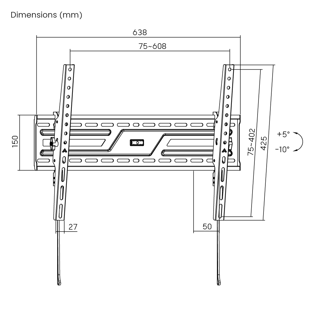 POWERTECH επιτοίχια βάση τηλεόρασης PT-1370, 37-86", έως 75kg, ρυθμιζόμενη κλίση - Image 7