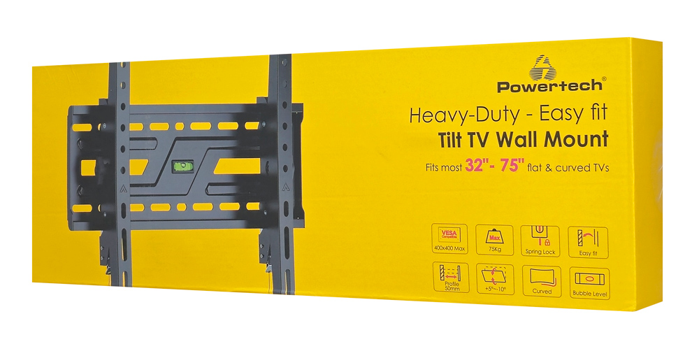 POWERTECH επιτοίχια βάση τηλεόρασης PT-1372, 32-75", έως 75kg, ρυθμιζόμενη κλίση - Image 8