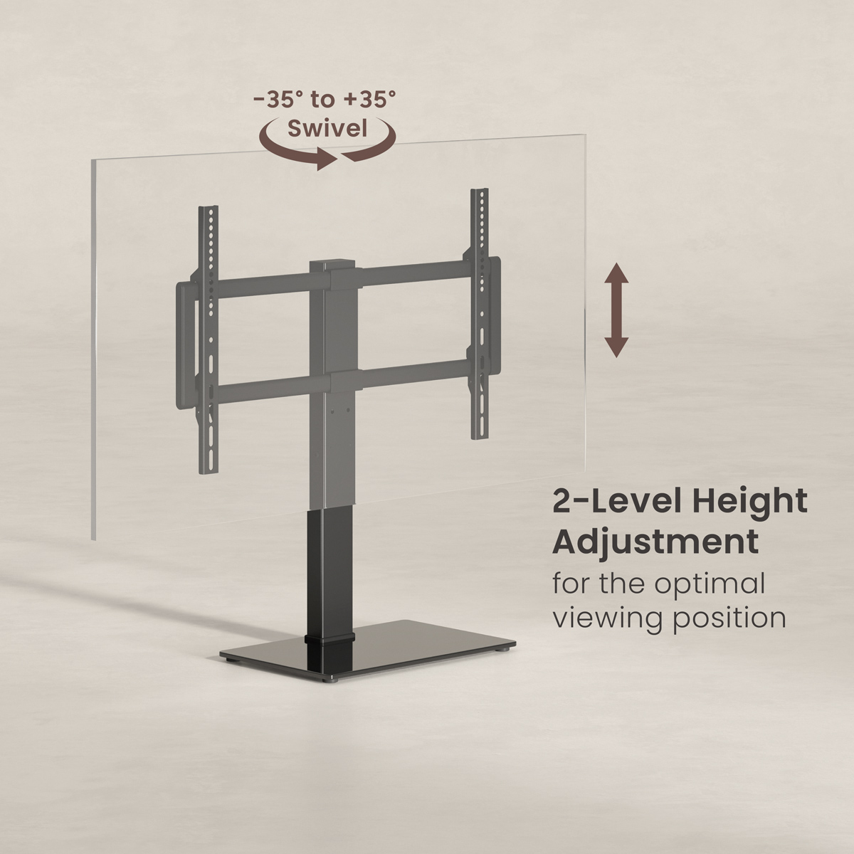 POWERTECH επιτραπέζια βάση τηλεόρασης PT-1565, 37-75", έως 40kg - Image 3