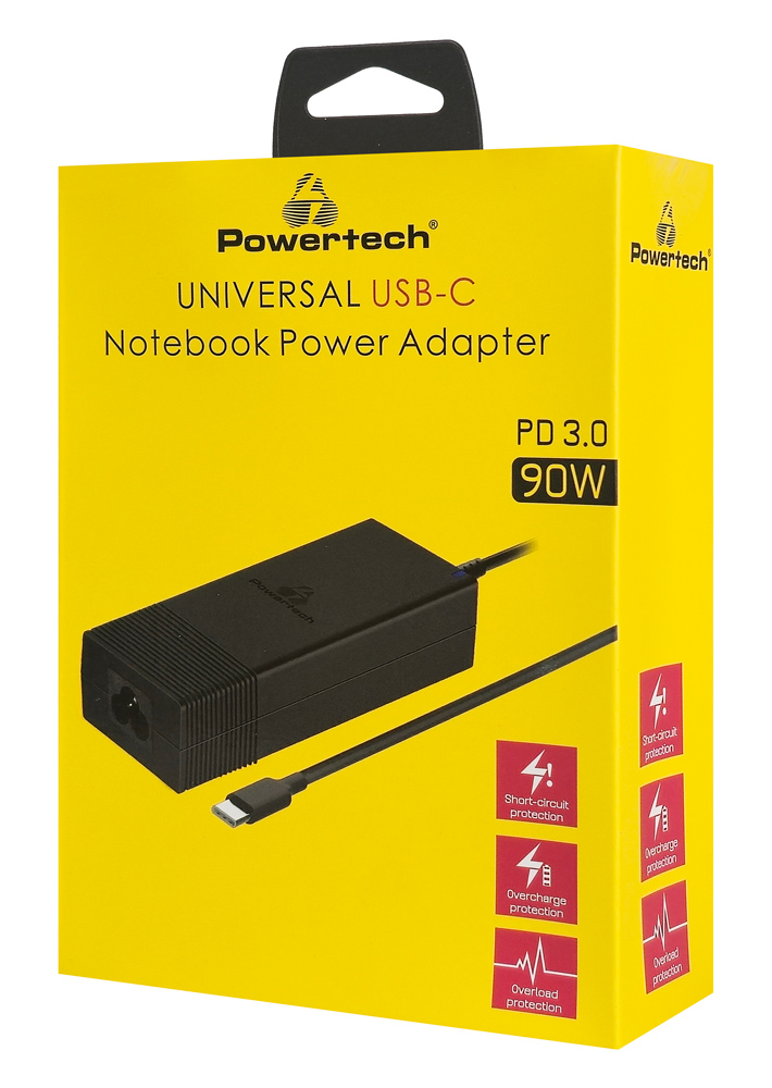POWERTECH φορτιστής laptop PT-1604, USB-C PD, 90W, μαύρος - Image 3