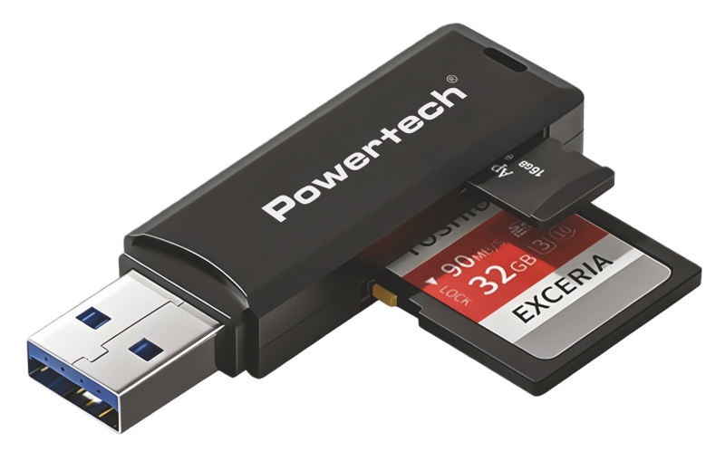 POWERTECH card reader PT-1605 για SD & micro SD, USB 3.0, 5Gbps, μαύρο - Image 3