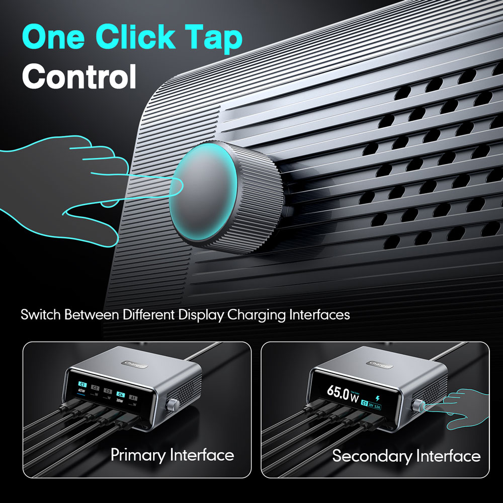 POWERTECH σταθμός φόρτισης PT-1622, USB & 4x USB-C, GaN, 100W, ασημί - Image 6