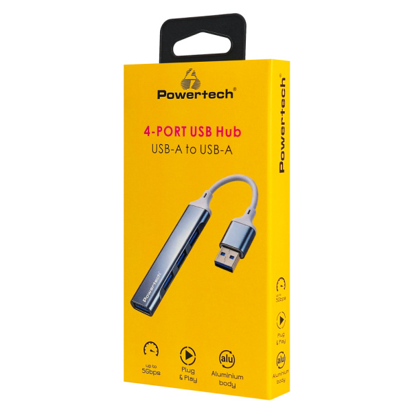 Alternative view of POWERTECH USB hub PTR-0207, 4x θυρών, USB 3.0, 5Gbps, USB σύνδεση, γκρι