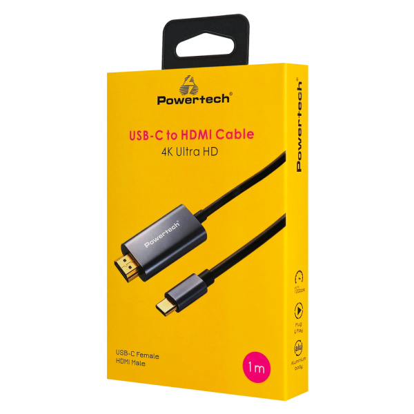 Alternative view of POWERTECH καλώδιο USB-C σε HDMI PTR-0209, 4K/30Hz, 10 Gbps, 1m, μαύρο