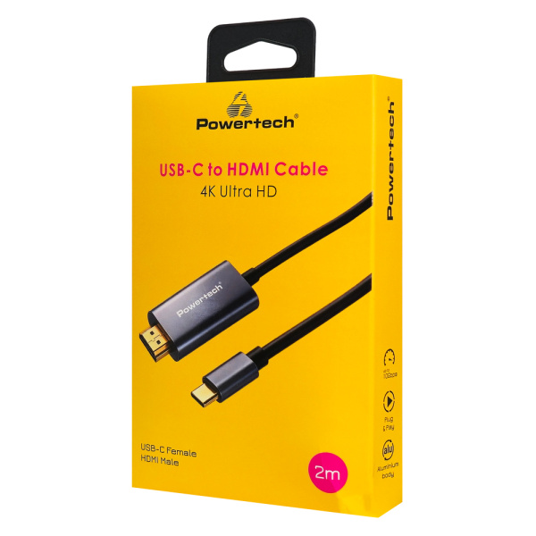 Alternative view of POWERTECH καλώδιο USB-C σε HDMI PTR-0210, 4K/30Hz, 10 Gbps, 2m, μαύρο