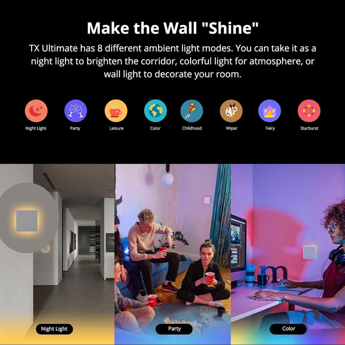 SONOFF smart διακόπτης T5-2C-86 με LED φωτισμό, διπλός, Wi-Fi, λευκός - Image 4