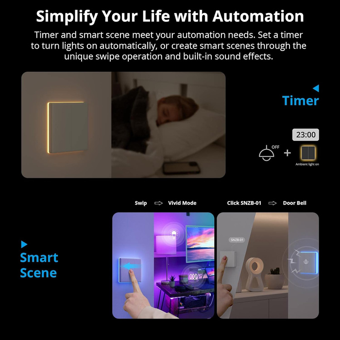SONOFF smart διακόπτης T5-2C-86 με LED φωτισμό, διπλός, Wi-Fi, λευκός - Image 7