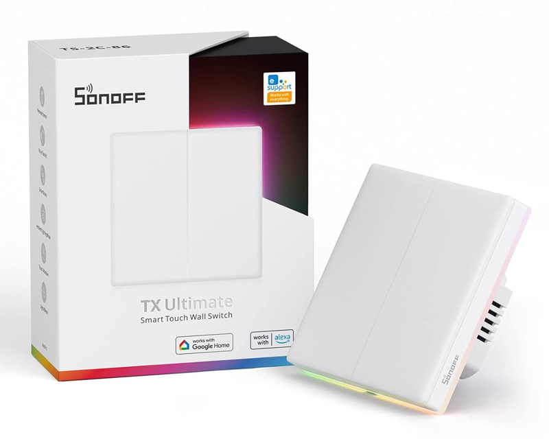 SONOFF smart διακόπτης T5-2C-86 με LED φωτισμό, διπλός, Wi-Fi, λευκός - Image 8